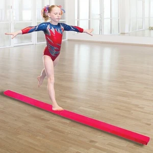 2.4m (8FT) Gymnastics Folding Balance Beam Pink Synthetic Suede - Picture 1 of 7