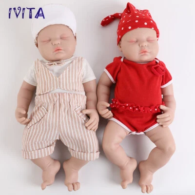 IVITA 18"Sleeping Boy or Girl Doll Reborn Baby Full Body Silicone Toddler Toy - Image 1 of 4