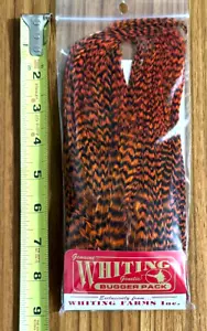 Whiting Bugger Pack, Grizzly dyed Orange, Fly Tying - Picture 1 of 2