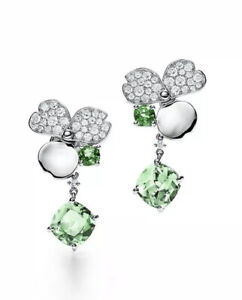 Tiffany & Co Platinum Paper Flowers Green Tourmaline Single Drop Earring
