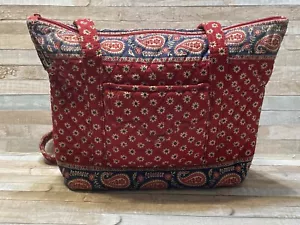 Vera Bradley AMERICANA RED Paisley Purse Tote Bag Medium Shoulder Tote RETIRED - Picture 1 of 20