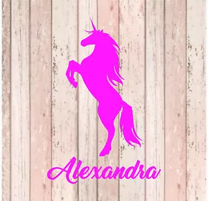 Arte de pared de unicornio con nombre personalizado, dormitorio de niñas y niños, pegatina de pared de vinilo personalizada - Imagen 1 de 2