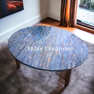 Blue Tiger Eye Dining Table Top , Slab Handmade Home And Office Decore Gift . - Picture 1 of 7