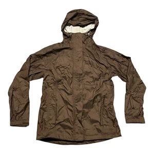 L.L. BEAN Windbreaker Jacket Womens S Brown Ripstop Waterproof Hooded Full Zip - Picture 1 of 5