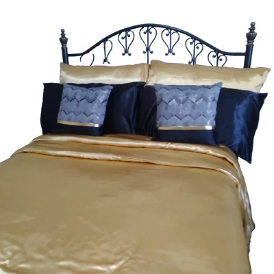 See All Pictures- 10-Pcs. Satin King/Queen Comforter Cover Set – Gold & Black - Image 1 of 4