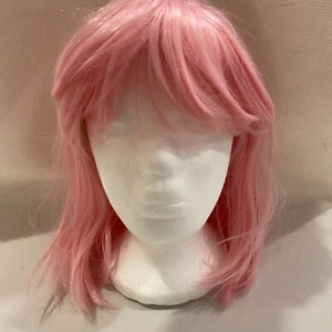 Pink Wig Shoulder Length Ladies Fashion Cosplay Costume Anime Hair Full Cap - Picture 1 of 8