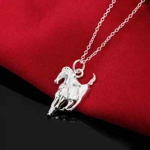 charms nice 925 Silver fashion noble women classic Horse pendant Necklace AN342 - Picture 1 of 8