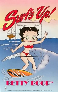 GUYANA BETTY BOOP SURFING STAMPS 2000 MNH RED BIKINI ANIMATED CARTOON SAILBOAT - Picture 1 of 1