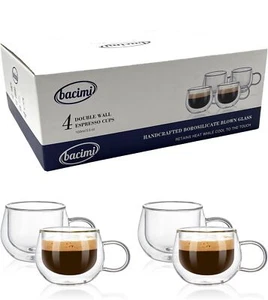 Bacimi tazze da espresso vetro borosilicato isolato doppia parete 3,5 once/100 ml confezione da 4 - Foto 1 di 9
