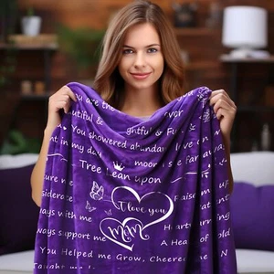 Throw Blankets Anniversary Birthday Gift for Mom from Daughter Son Dear Mom B... - Picture 1 of 8