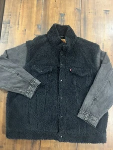 Giacca Levis uomo XL nera vestibilità rilassata ibrida camionista giacca accogliente nuova senza etichette - Foto 1 di 4