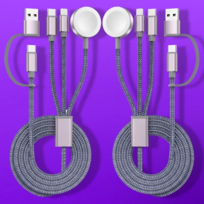 2-Pack Upgraded 3-in-2 USB C Cable for Apple Watch iPhone Fast Charging 4ft - Image 1 of 4