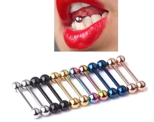 10 PC 14G TITANIUM STEEL TONGUE RING NIPPLE JEWELRY PIERCING BARBELL NIPPLERINGS - Picture 1 of 11
