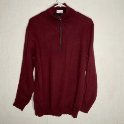 Banana Republic Mens Size XL Burgundy Merino Wool Knit 1/2 Zip Pullover Sweater - Image 1 of 4