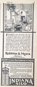 PRINT ADS Robbins Myers Farm Motors and Indiana Silo Antique 1921 - Bild 1 von 2