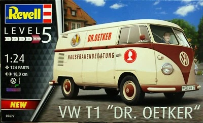 REVELL 1:24 KIT FURGONE VOLKSWAGEN  VW T1 DR. OETKER  LUNGHEZZA 18 CM  ART 07677 - Immagine 1 di 2