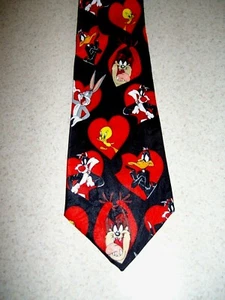 Corbata San Valentín 1997 Bugs Pato Lucas Taz Tweety Año Nuevo Corazones - Imagen 1 de 7