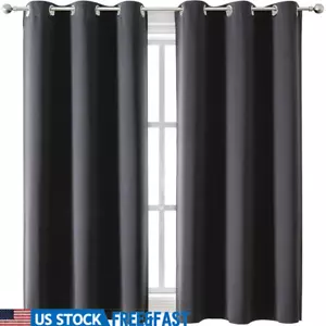 Grommet Blackout Curtains for Bedroom Living Room 2 Panels Set Thermal Insulated - Picture 1 of 7