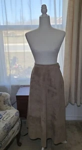 Vintage Genuine Leather Fully Lined Midi Skirt Size 12 w/side Button Closure - Picture 1 of 5