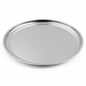 Edelstahl Tablett rund ca. 34 cm Serviertablett Dekoteller Metall Dekotablett  - Bild 1 von 8