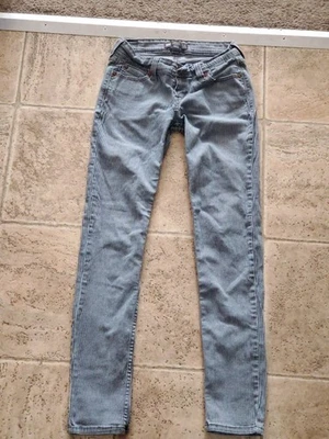 Pantalones de mezclilla ajustados Levi's 524 azul ferrocarril rayas para mujer talla W24 I29 talla 00/0 Foto 1 de 4