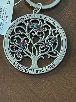 Ganz Keyring “Family Is A Circle Of Strength & Love” Dragon Flies Tree Of Life - Image 1 of 3