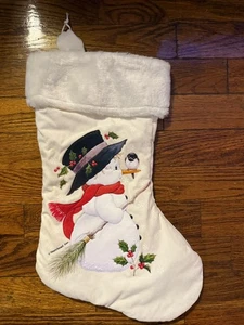 Calza natalizia vintage Ruth Morehead pupazzo di neve e gelo 19” su diagonale - Foto 1 di 6