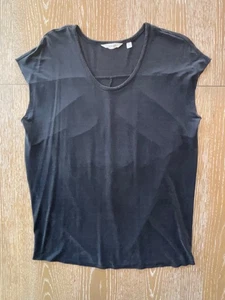 $98 ATHLETA Black Cupro Drape-Back Tunic Top Cap-Sleeve WORK/PLAY Versatile XS S - Picture 1 of 9