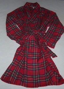 NWT L.L. Bean Scotch RED TARTAN PLAID Portuguese COTTON FLANNEL Robe Men's S - Picture 1 of 2