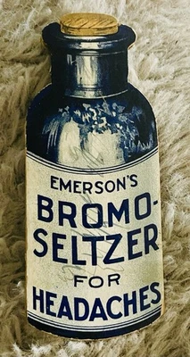 VINTAGE ADVERTISING DIE CUT SEWING NEEDLE BOOK   BROMO - SELTZER BOTTLE 1912 - Image 1 of 4