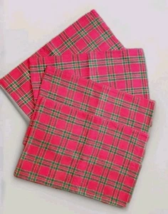 4 neue Weihnachten Tischsets kariert rot grün metallic gold Neu mit Etikett Tischdeko 18"×12" - Bild 1 von 5