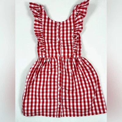 Vestido TOMMY HILFIGER Niñas Rojo Cuadros Guinga Delantal A Cuadros Talla 6 Foto 1 de 4