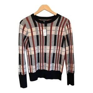 The Limited Women's Long Sleeve  Sweater Black/Red Plaid Size XS NWT - Picture 1 of 6