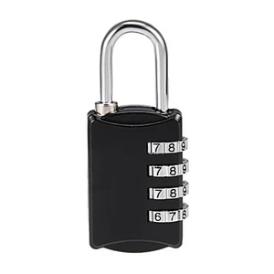 4 Digit Combination Padlock, 4mm Shackle, Zinc Alloy Waterproof Lock, Black - Afbeelding 1 van 6