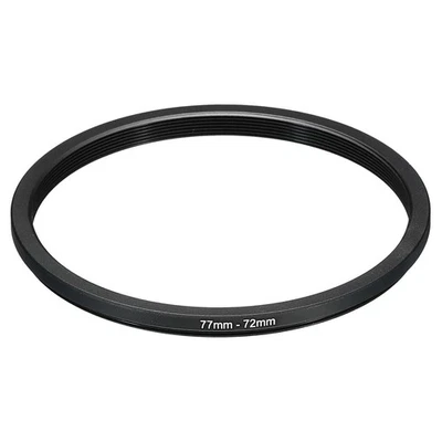 77mm-72mm Metal Step Down Ring, Camera Lens Filter Adapter Ring Black Foto 1 de 4