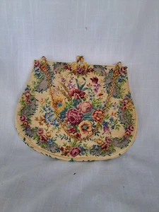 Vintage Micro Petit Point Floral Tapestry  Handmade Evening Purse /clutch - Picture 1 of 14