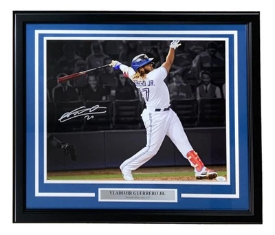 Vladimir Guerrero Jr. Signed Framed 16x20 Toronto Blue Jays Spotlight Photo JSA - Image 1 of 2