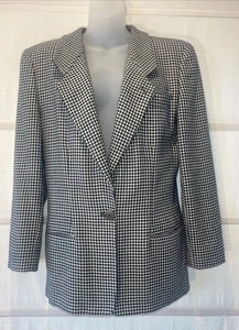 Giorgio Armani Black Label Cashmere/Wool Blk/Ivory Houndstooth Blazer Sz. M EUC - Picture 1 of 12
