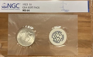 1923 GSA Softpack NGC MS64 Peace Silver Dollar - Picture 1 of 4