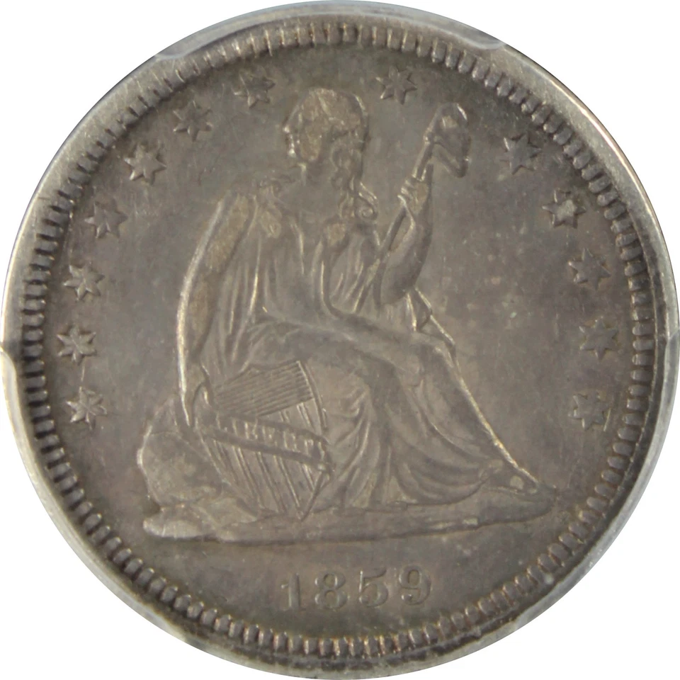 1859 XF40 Seated Liberty Quarter, PCGS 35921732 - Image 1 of 4