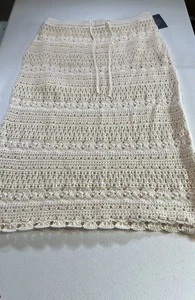 Universal Thread Womens Crochet Maxi Skirt XL Cream Color Knit Elastic Waist - Picture 1 of 10