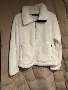 Tommy Hilfiger Chaqueta Pullover Sherpa Blanca Para Mujer Talla Pequeña Usada en Excelente Condición - Imagen 1 de 8