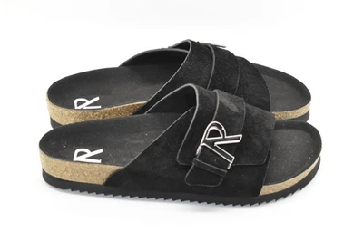 B0 NUEVO REPRESENTAT Inicial Logo Correa Suave Negro Gamuza Sandalia Zapatos Talla UK 7 US 8 Foto 1 de 4