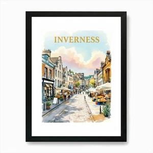 Póster arte de pared enmarcado de viaje vintage acuarela Inverness lienzo impresión cuadro - Imagen 1 de 4