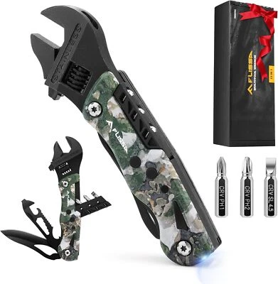 13-in-1 Multi Tool Wrench, Stainless Steel Camo Adjustable Wrench with LED Light - Image 1 of 4