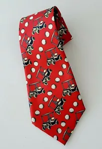 Cravatta da collo uomo vintage RENE CHAGAL golf cart rosso multicolore tema GOLFISTA fatta a mano - Foto 1 di 8