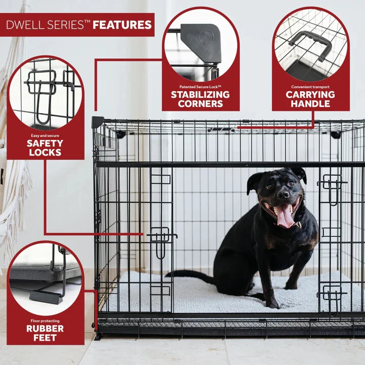 Cajón mediano para perros Lucky Dog Dwell Series 36" puerta corredera, negro Foto 1 de 4
