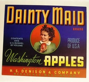 1940s Dainty Maid Apple Fruit Crate Label - Picture 1 of 1