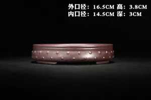 6.5in Chinese Zisha Handmate Drum Nail Round Potted Plant Bonsai Clay Flower Pot - Picture 1 of 9