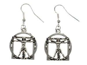Dead Vitruvian Human Earrings Miniblings Leonardo Davinci Proportions Silver - Picture 1 of 4